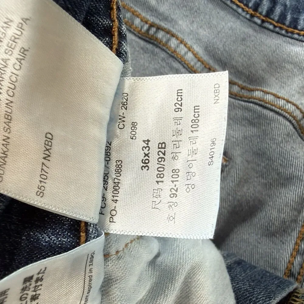 Levis 502 Jeans Mens 36x34 Blue Tapered Stretch Denim Dark Wash